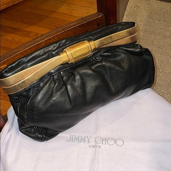 Jimmy Choo Handbags - JIMMY CHOO large leather clutch with gold details